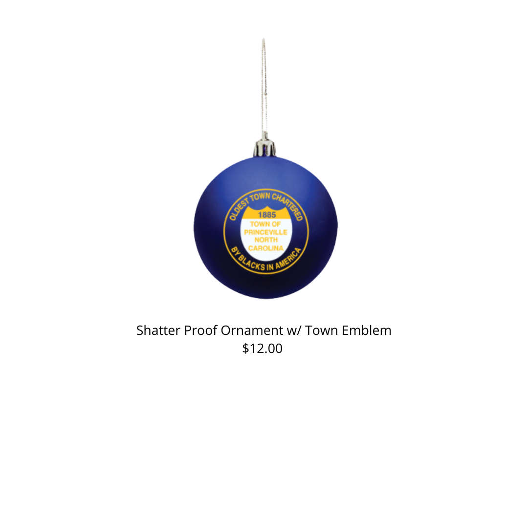 Cobalt Blue Shatter Proof Ornament w/ Town Emblem